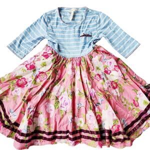 Matilda Jane 6 Enchanted Garden Twirl Dress Pink Blue Velvet